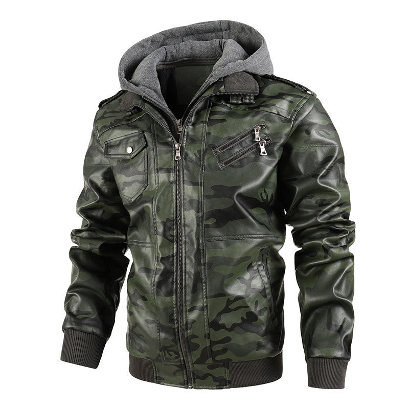 Casual leather jacket for men with removable hood Lune London