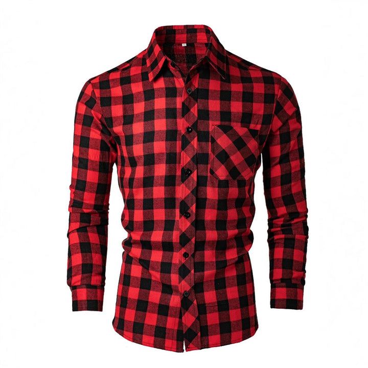 Men's flannel shirt with a classic check pattern and a chest pocket Amarae
