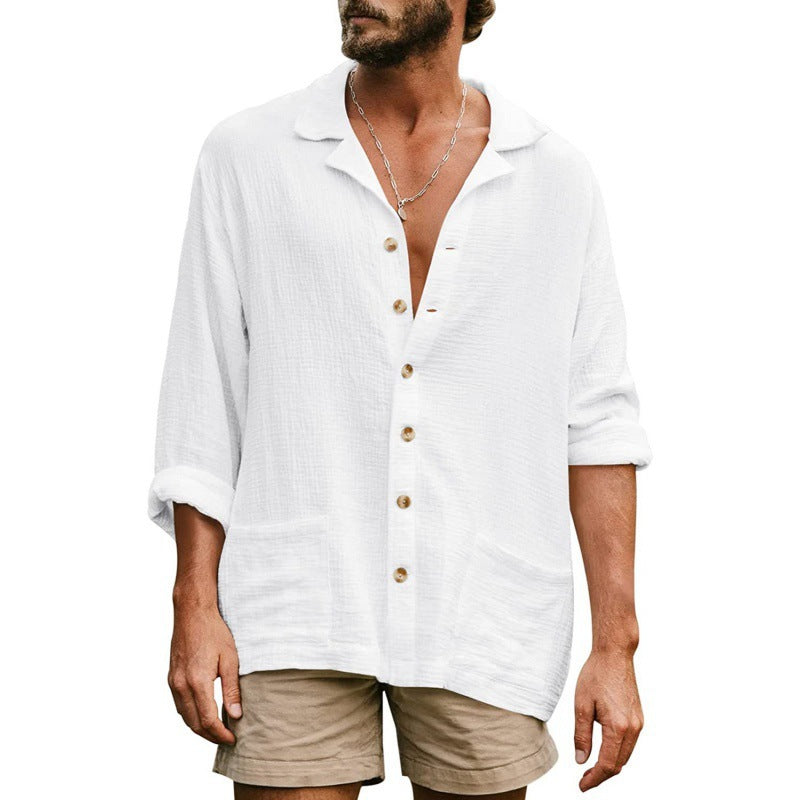 Men's casual long sleeve shirt with button placket and practical pockets Lune London