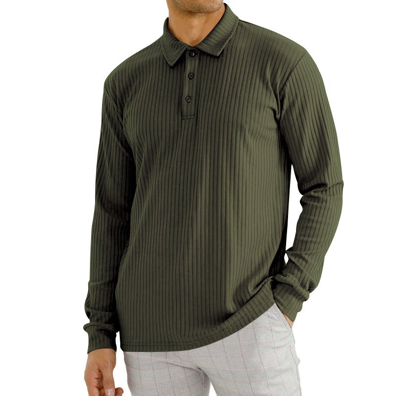 Men's long sleeve polo with texture and button placket Lune London