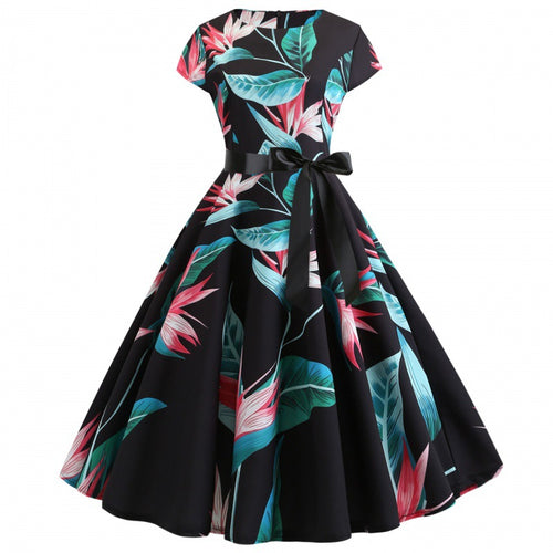 Robe évasée pour femme avec imprimé floral et ceinture à la taille Chic & Stil
