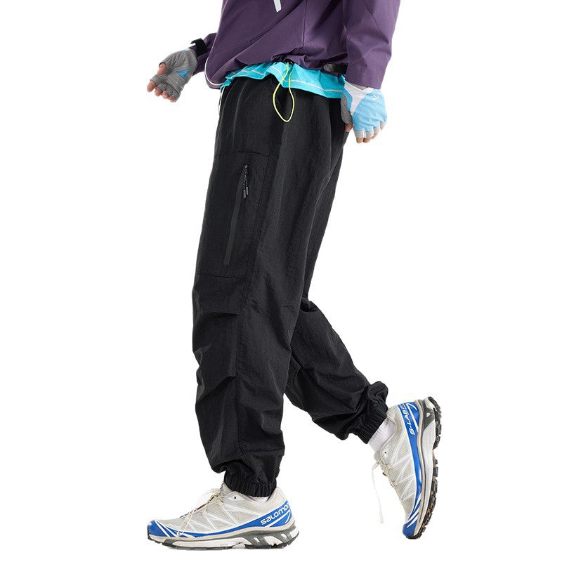 Men's Lightweight Tech Cargo Jog Pants made of Ripstop with Thigh Zipper and Elastic Hem Amarae