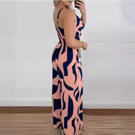 Ladies Floral Printed Wide Leg Jumpsuit Lune London