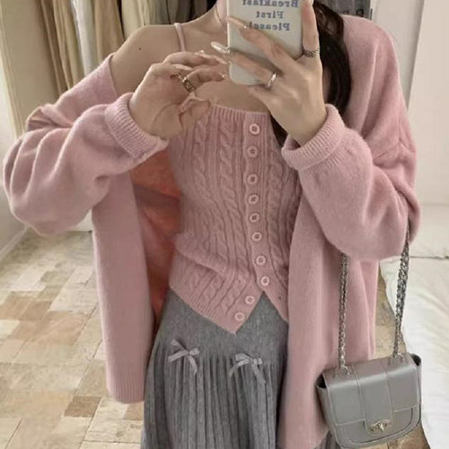 Ensemble en tricot pour femmes avec patte de boutonnage et design décontracté Chic & Stil