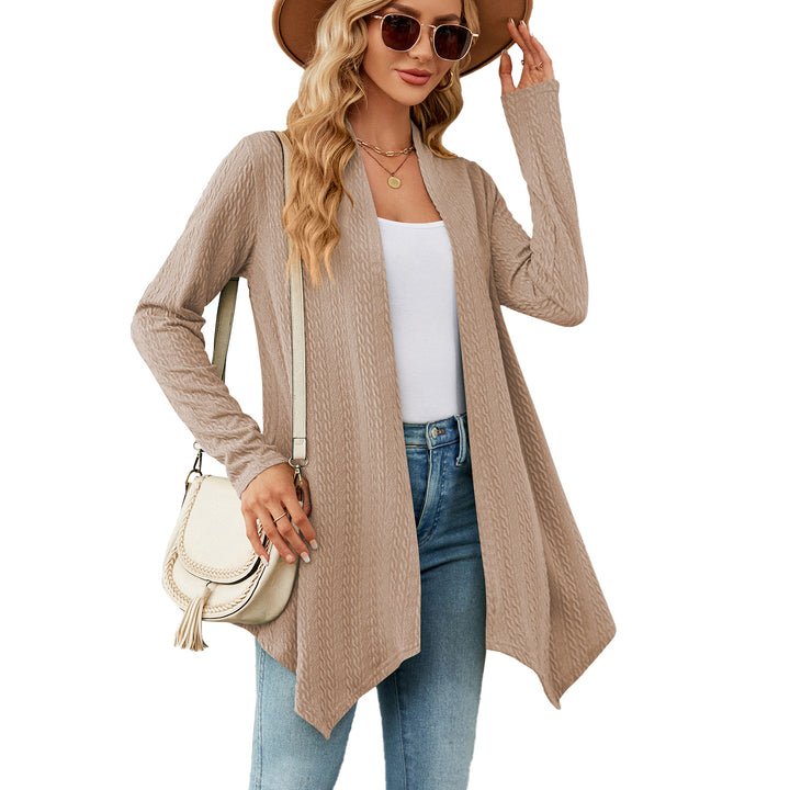 Ladies knitted vest with structured waffle pattern and open front Lune London