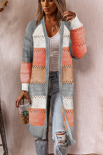 Women's knit jacket with a trendy color block design and airy crochet details Amarae