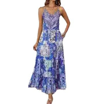 Women’s maxi dress with airy straps and floral pattern Lune London