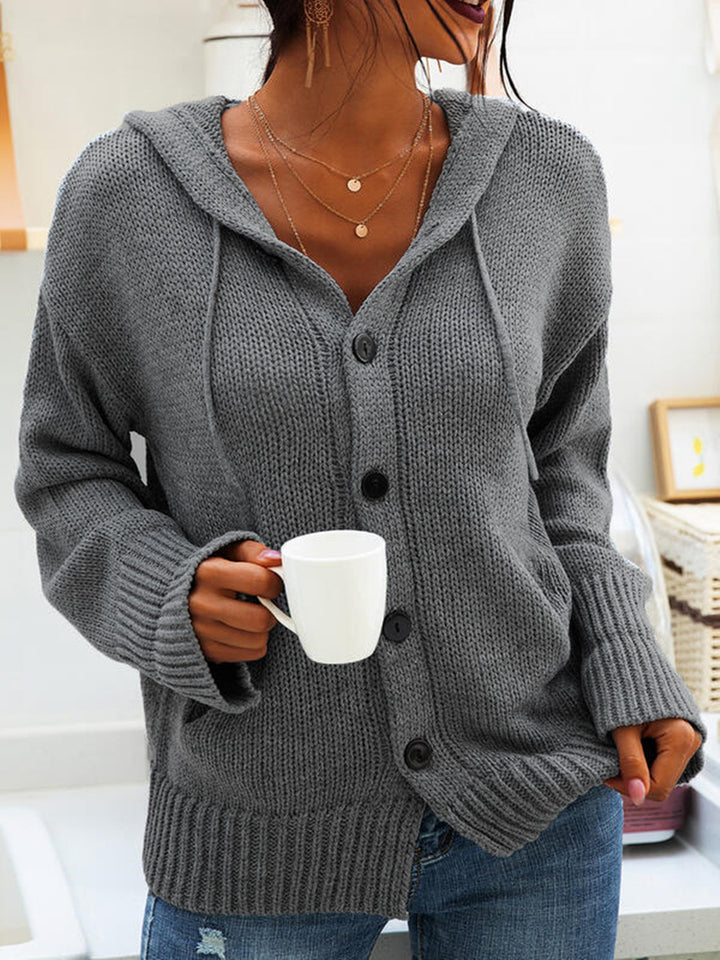 Ladies hooded vest with front button closure Amarae