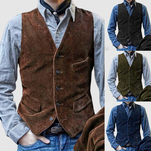 Elegant corduroy vest for men with modern pockets Amarae