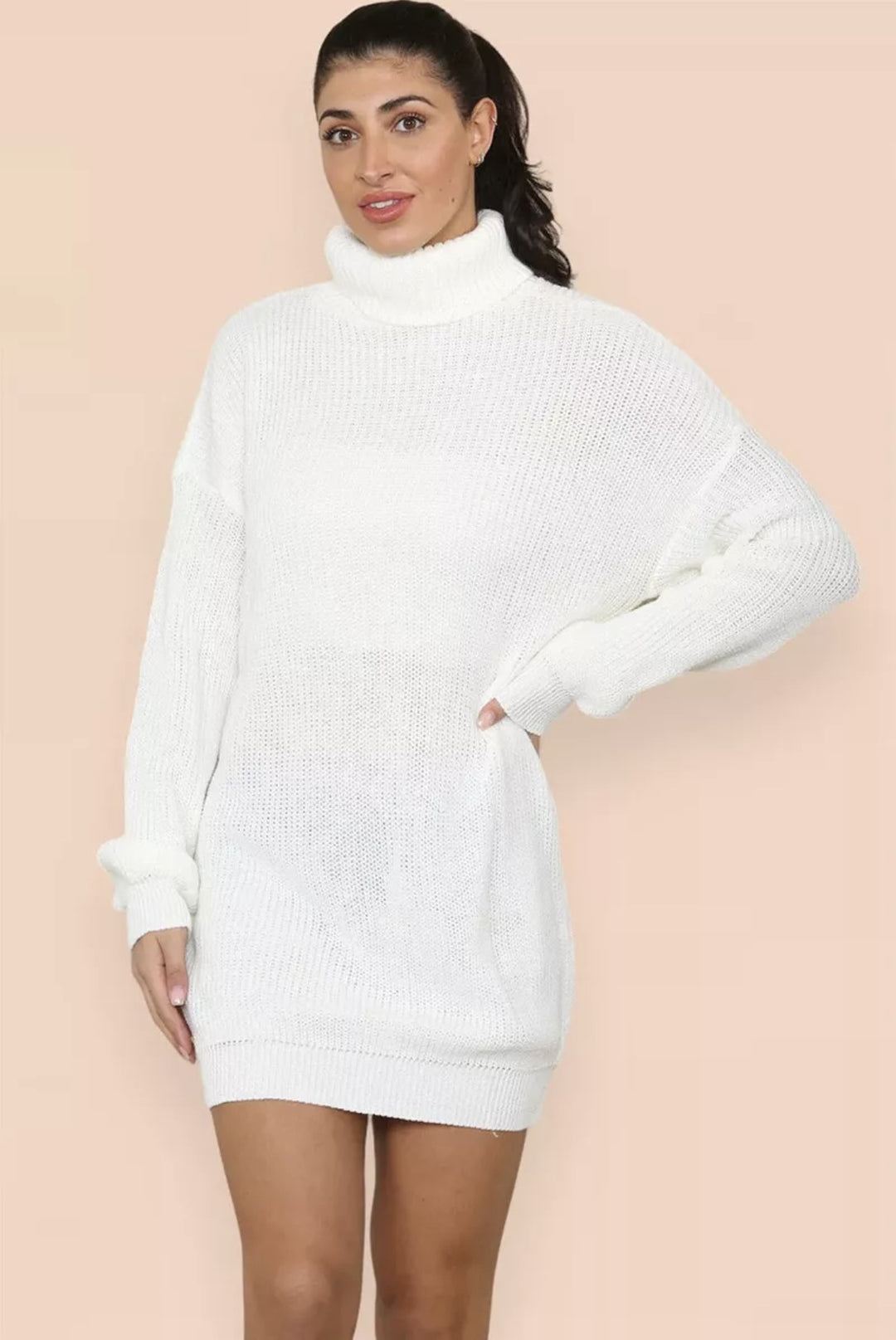 Women’s knitted dress with high collar and relaxed fit Lune London