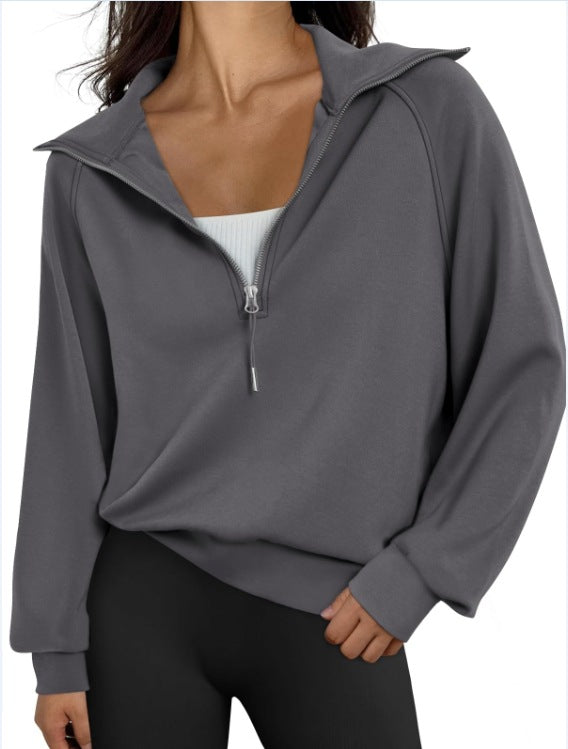 Casual pullover for women with high collar and zip Lune London