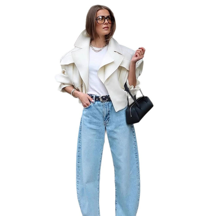 Women's Oversized Boxy Blouse with voluminous sleeves and high-cut pleated pants Amarae