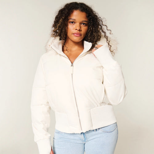 Women’s quilted winter jacket with removable hood and elastic cuffs Amarae