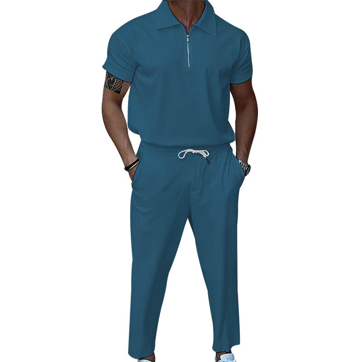 Trendy men's sports set with short zipper and elastic waist Lune London