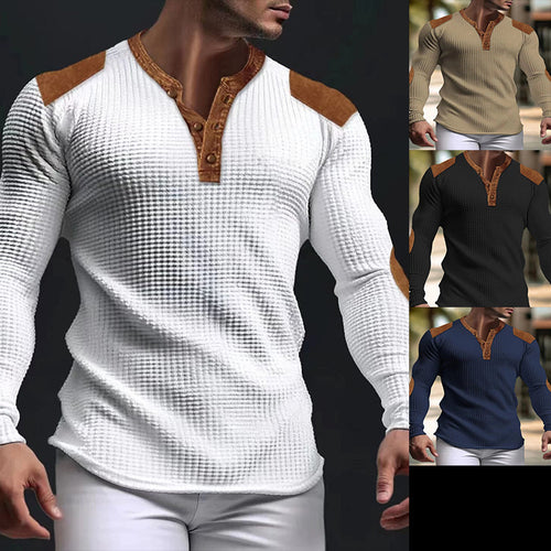 Structured long-sleeve shirt for men with trendy leather applications Amarae
