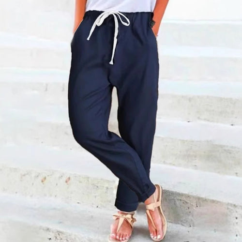 Pantalons décontractés élégants pour femmes avec ceinture élastique et ceinture à nouer Chic & Stil