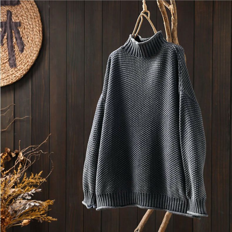 Pull en tricot décontracté pour femmes avec col montant Chic & Stil