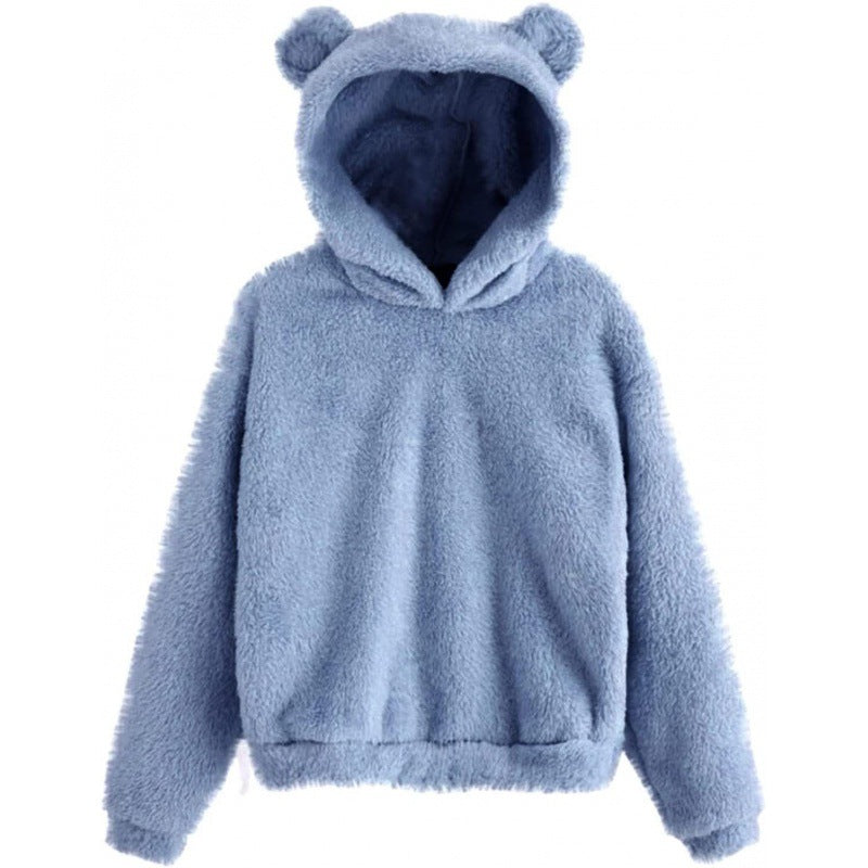 Women's Cozy Teddy Fleece Hoodie with Bear Ears and Oversized Fit Amarae