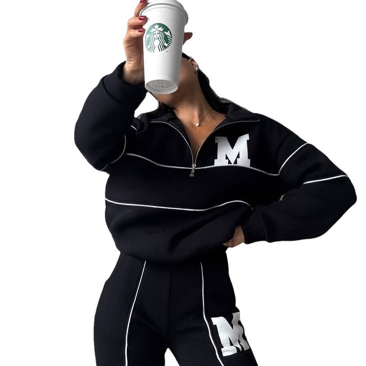Ladies leisure tracksuit with modern vertical stripes Lune London