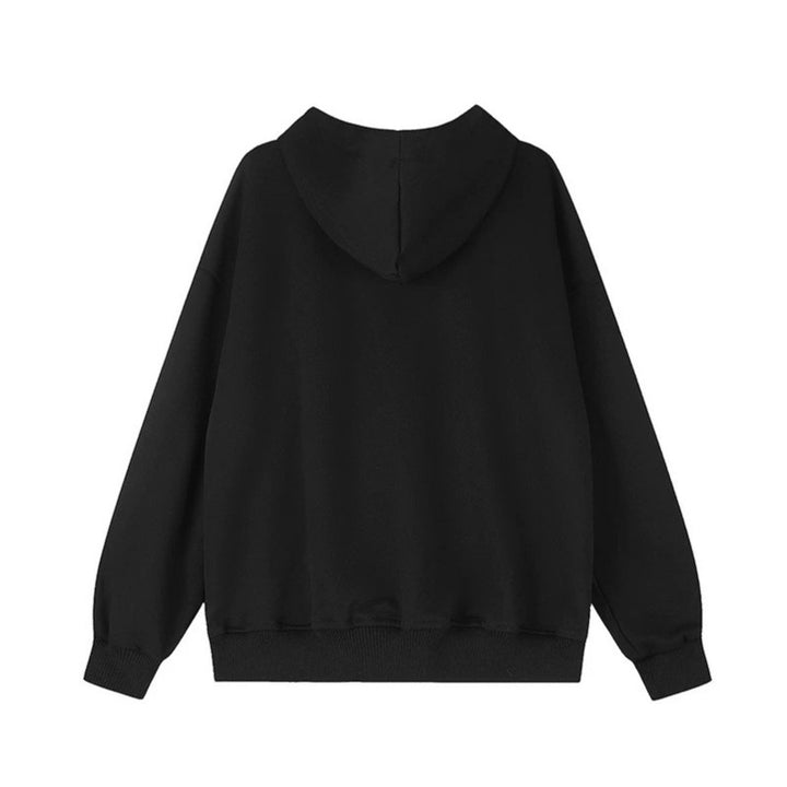 Women's hooded sweat jacket with decorative stone shoulder panel, star zipper, and oversized silhouette Amarae