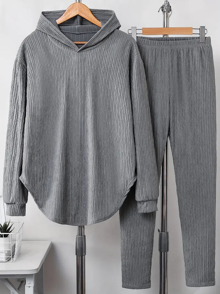 Lune London textured design casual sweatshirt and pants set for women