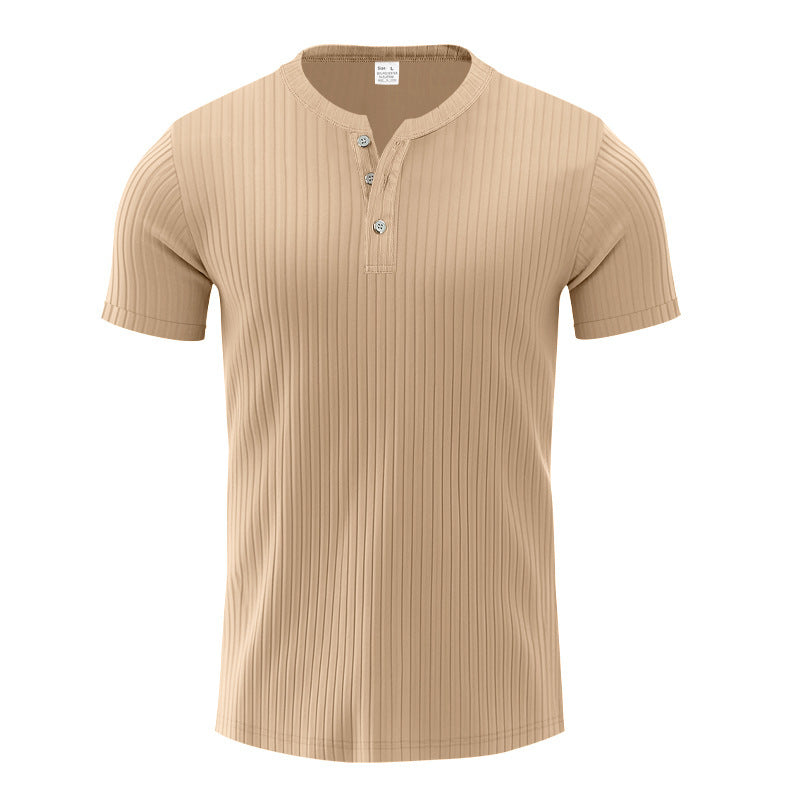 Trendy short sleeve Henley shirt for men with textured design Amarae