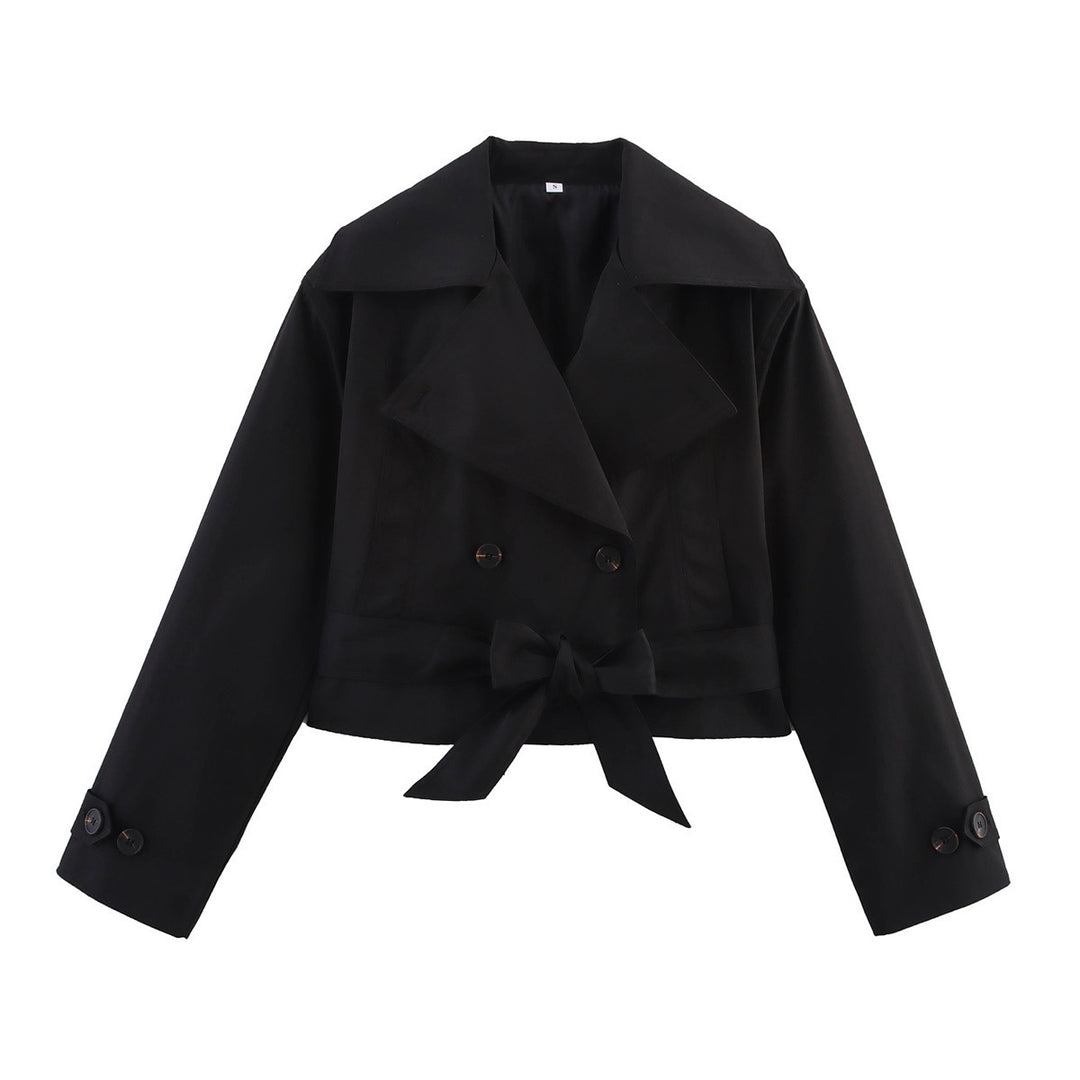 Veste courte élégante pour femme avec large col et ceinture à nouer Chic & Stil