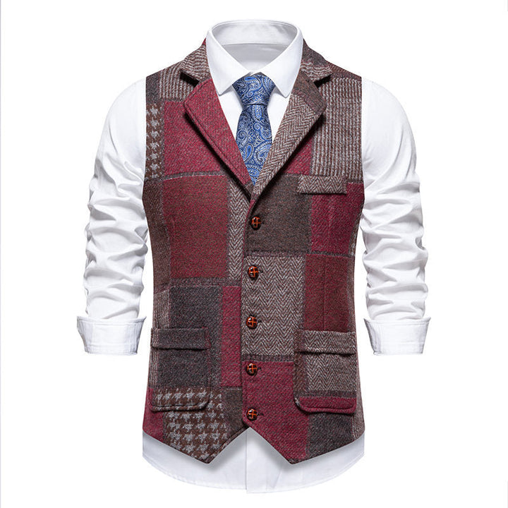 Men's waistcoat in modern patchwork design with practical pockets Amarae