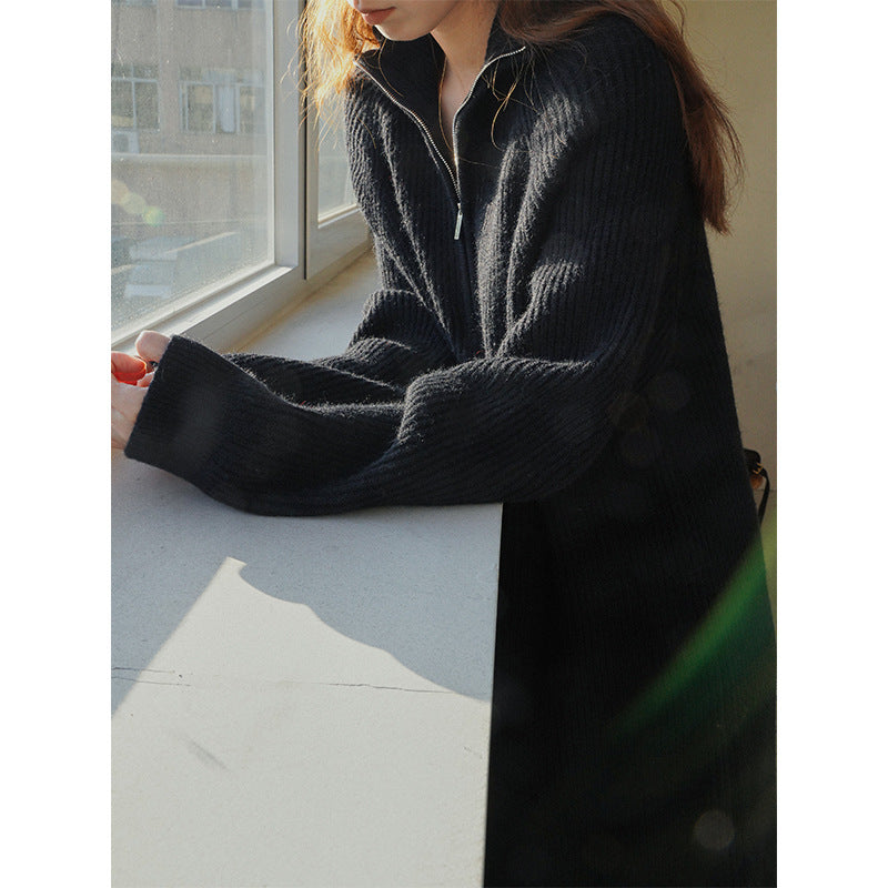Robe tricotée pour femme avec col montant et fermeture éclair Chic & Stil