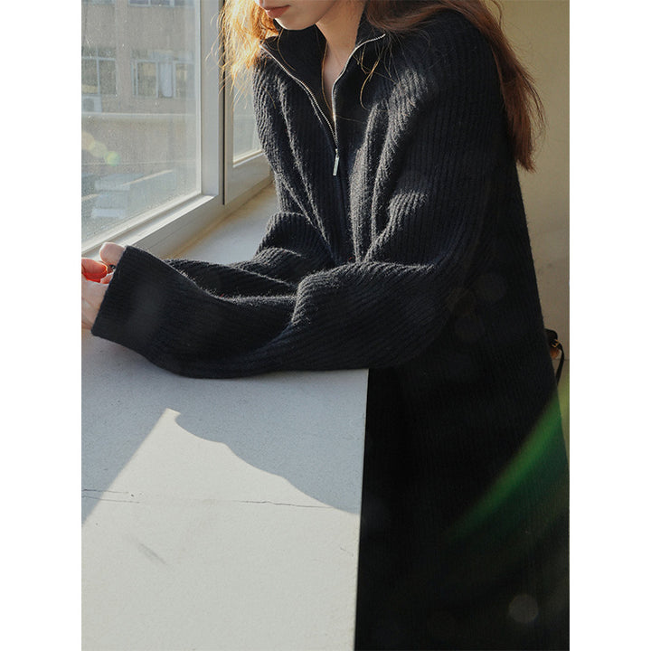 Robe tricotée pour femme avec col montant et fermeture éclair Chic & Stil
