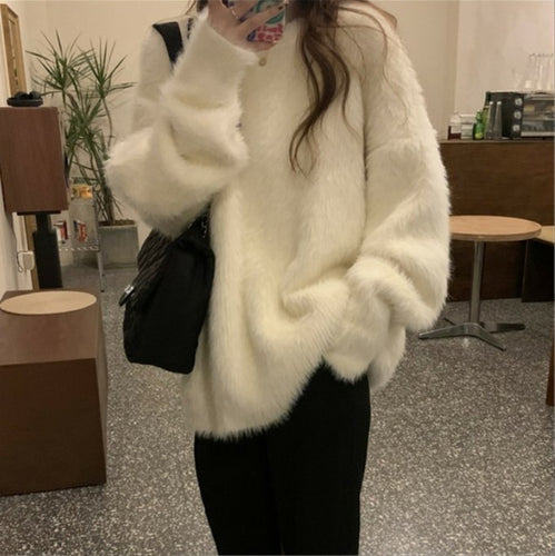 Women soft knit oversized casual chic sweater