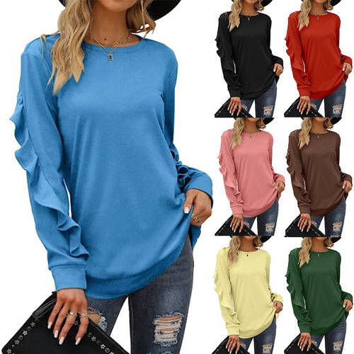 Women Casual Sweatshirt with Ruffled Sleeves Amarae