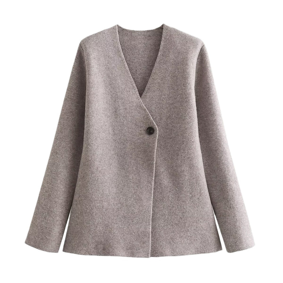 Women's fitted tailored blazer with peplum hem and single-button placket Amarae