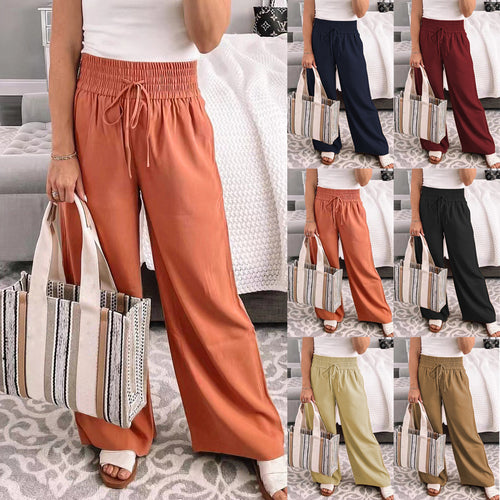 Wide palazzo pants for ladies with elastic waistband and practical pockets Amarae