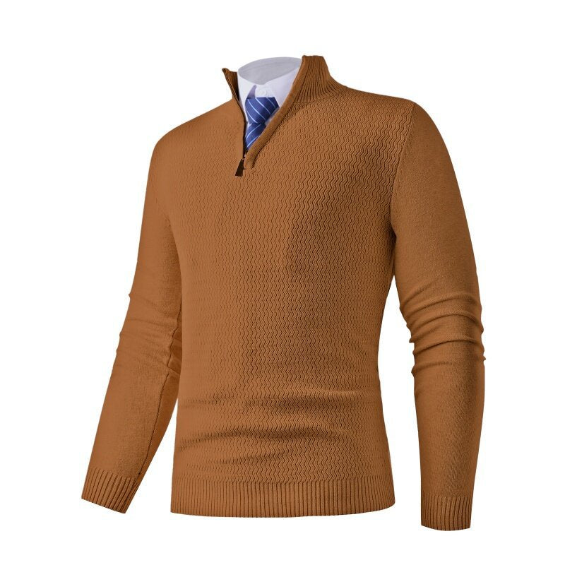 Men's knit sweater with modern high collar and structured design Lune London
