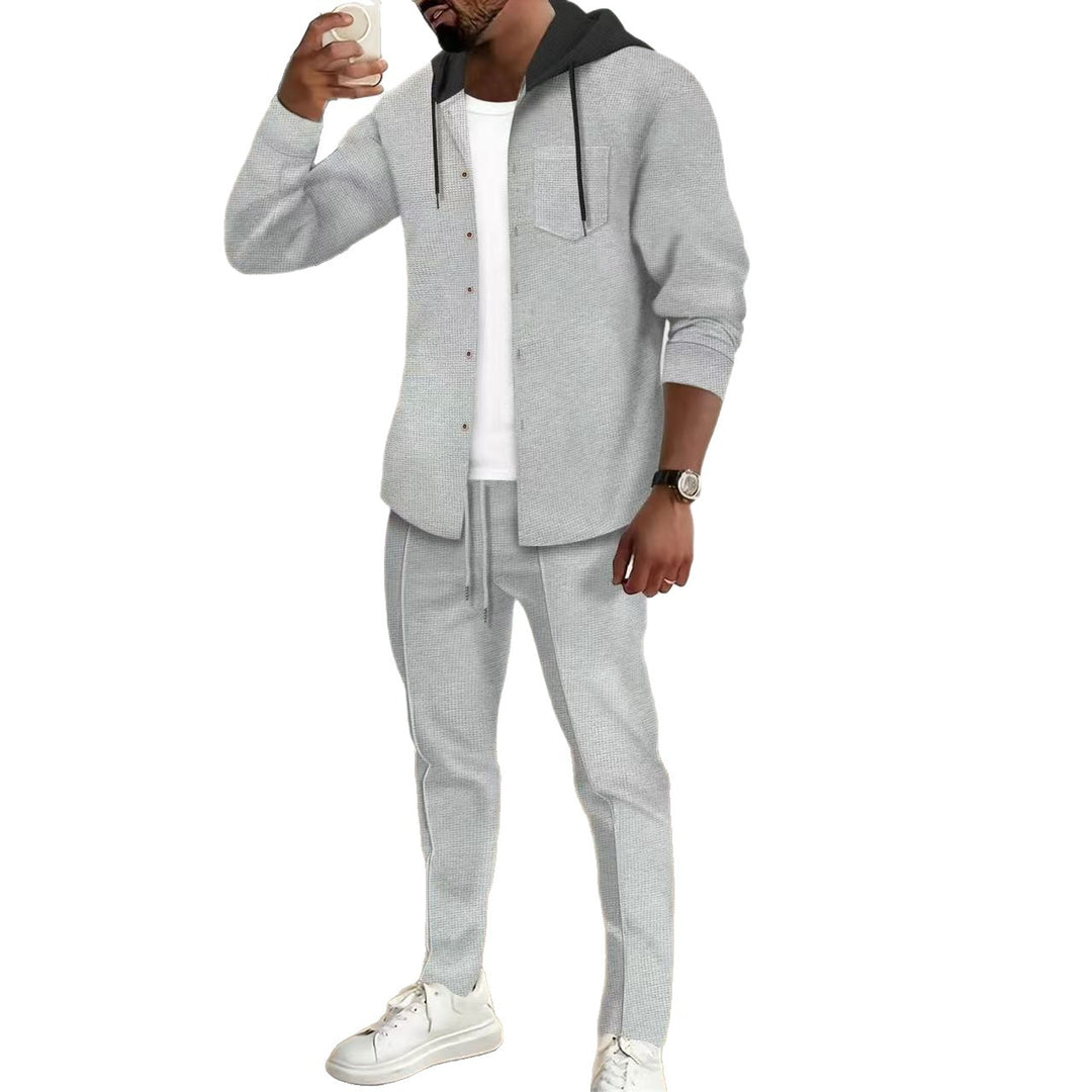 Casual set for men with textured top and elastic joggings Lune London