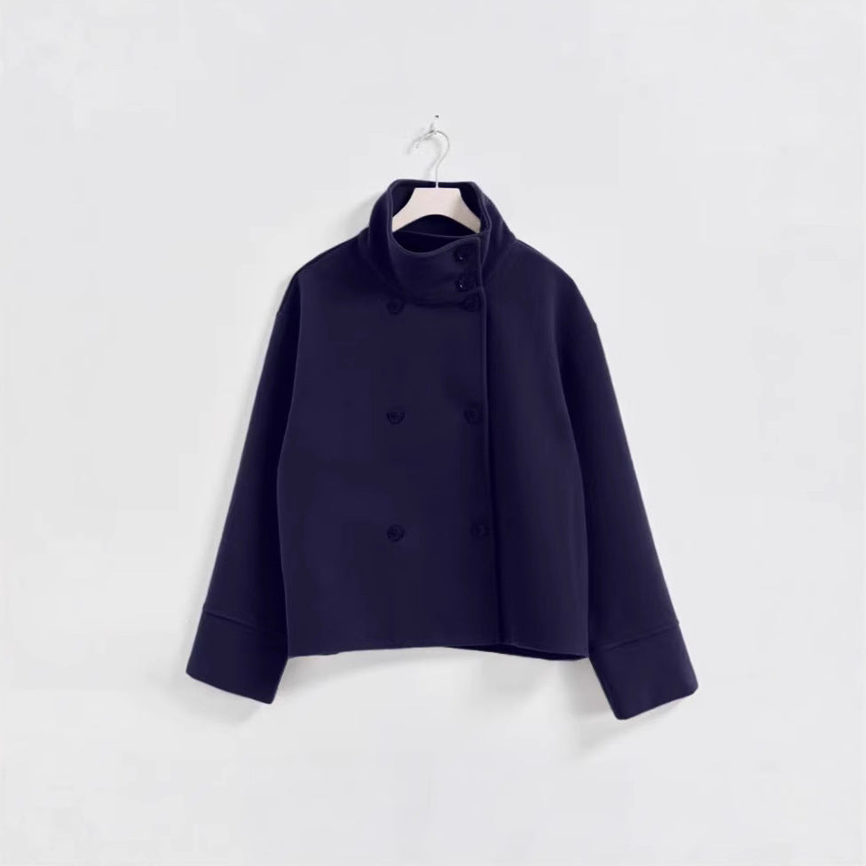 Lune London | Women's Fashion Cropped Jacket with High Collar and Double Button Placket