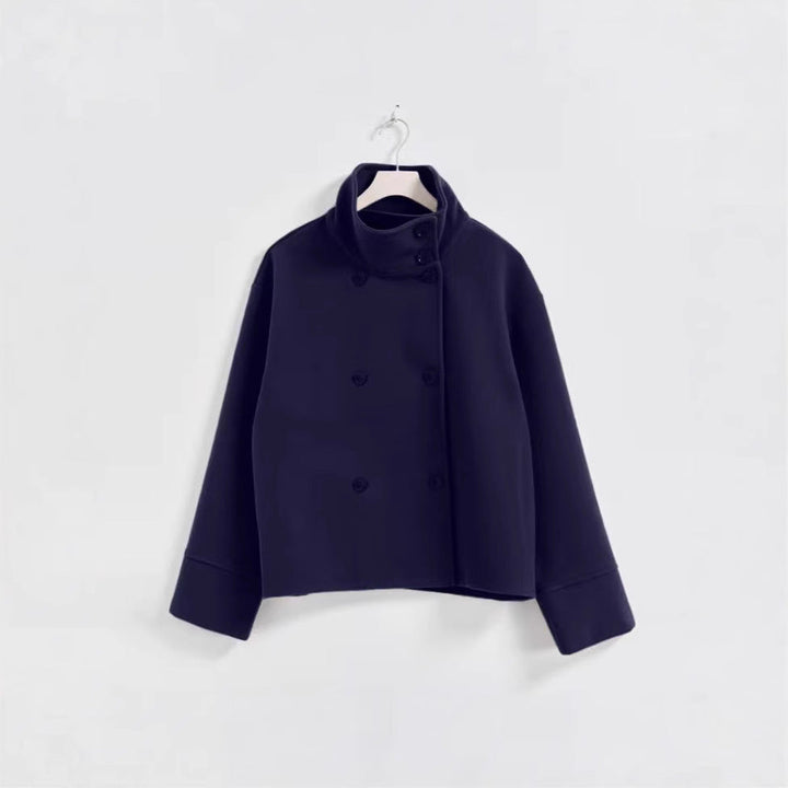 Lune London | Women's Fashion Cropped Jacket with High Collar and Double Button Placket