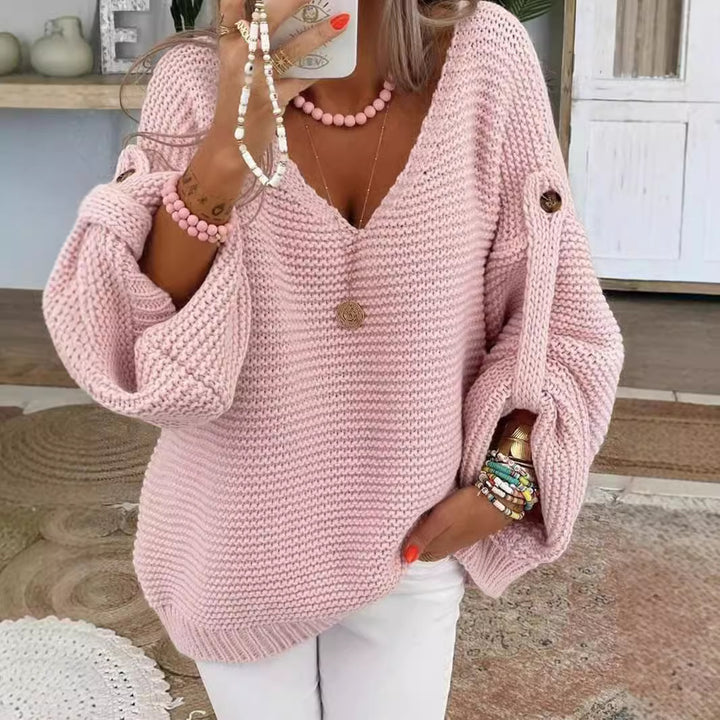 V-neck knitted sweater for women with a loose fit Lune London