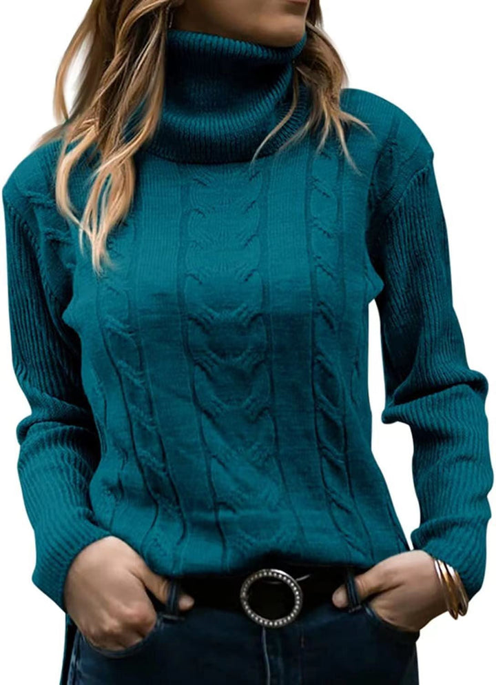 Lune London | Women's Sweater with Stand-Up Collar and Cable Pattern