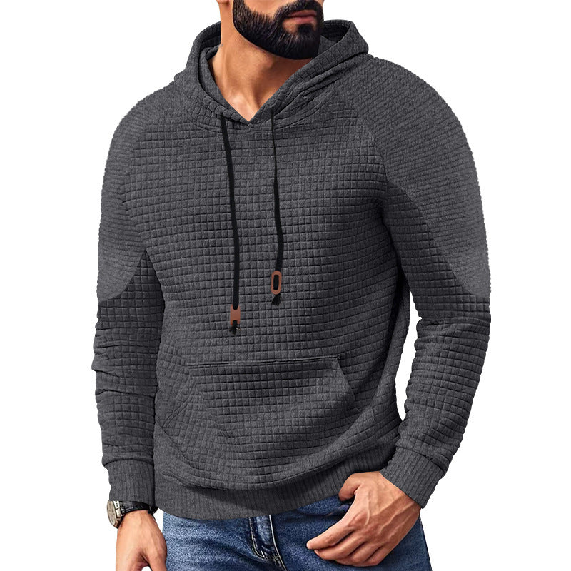 Men's trendy hooded sweatshirt with textured design and kangaroo pocket Lune London