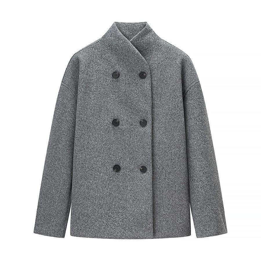 Transitional women's jacket with double-breasted closure and soft fabric Lune London