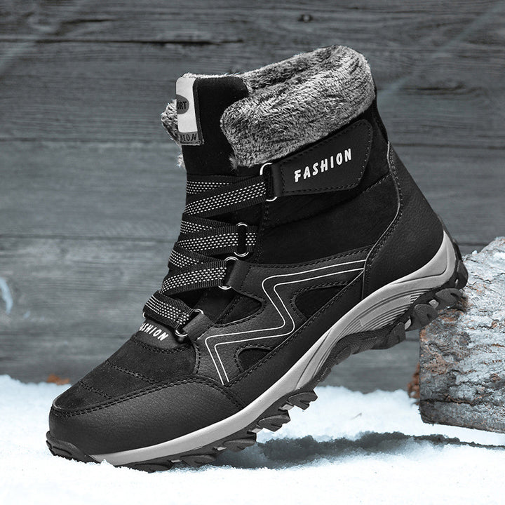 Women's Insulated Outdoor Hiking Ankle Boots with Faux Fur Collar, Velcro Closure, and Grippy Multi-Zone Profile Sole Amarae