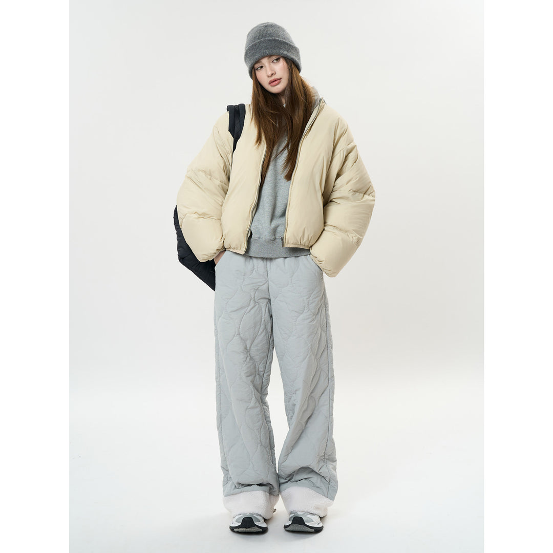 Women's Quilted Palazzo Pants with Teddy Cuffs and Drawstring Amarae