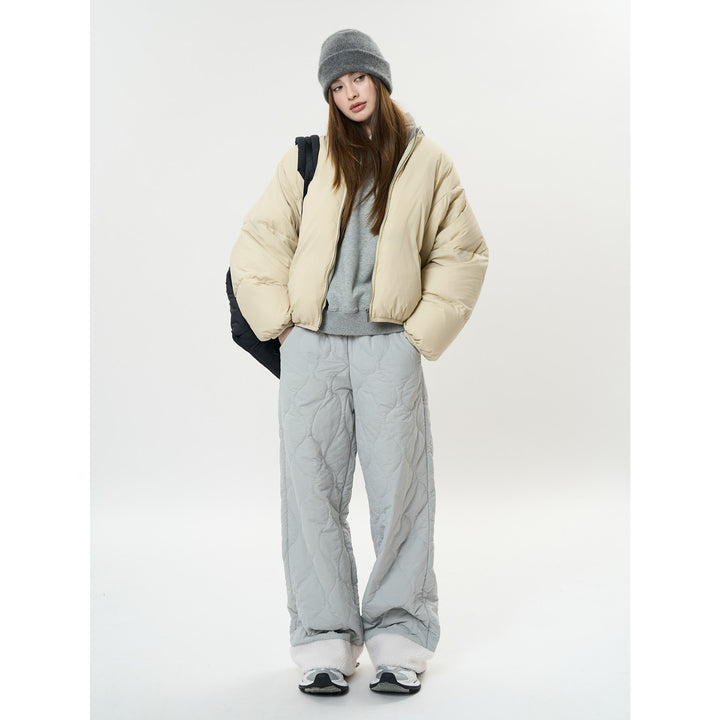 Women's Quilted Palazzo Pants with Teddy Cuffs and Drawstring Amarae