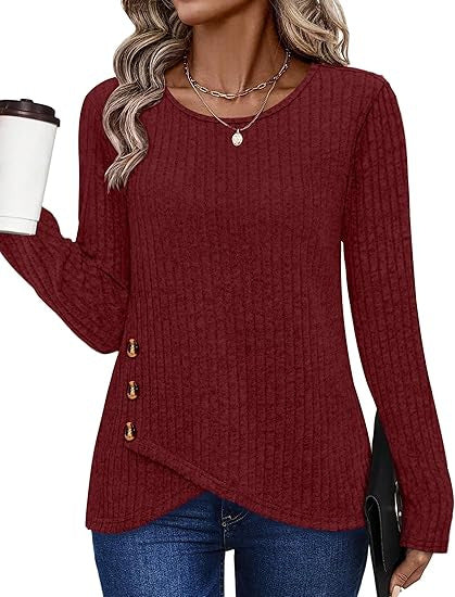 Dames haut tendance et décontracté avec détails de bouton Chic & Stil