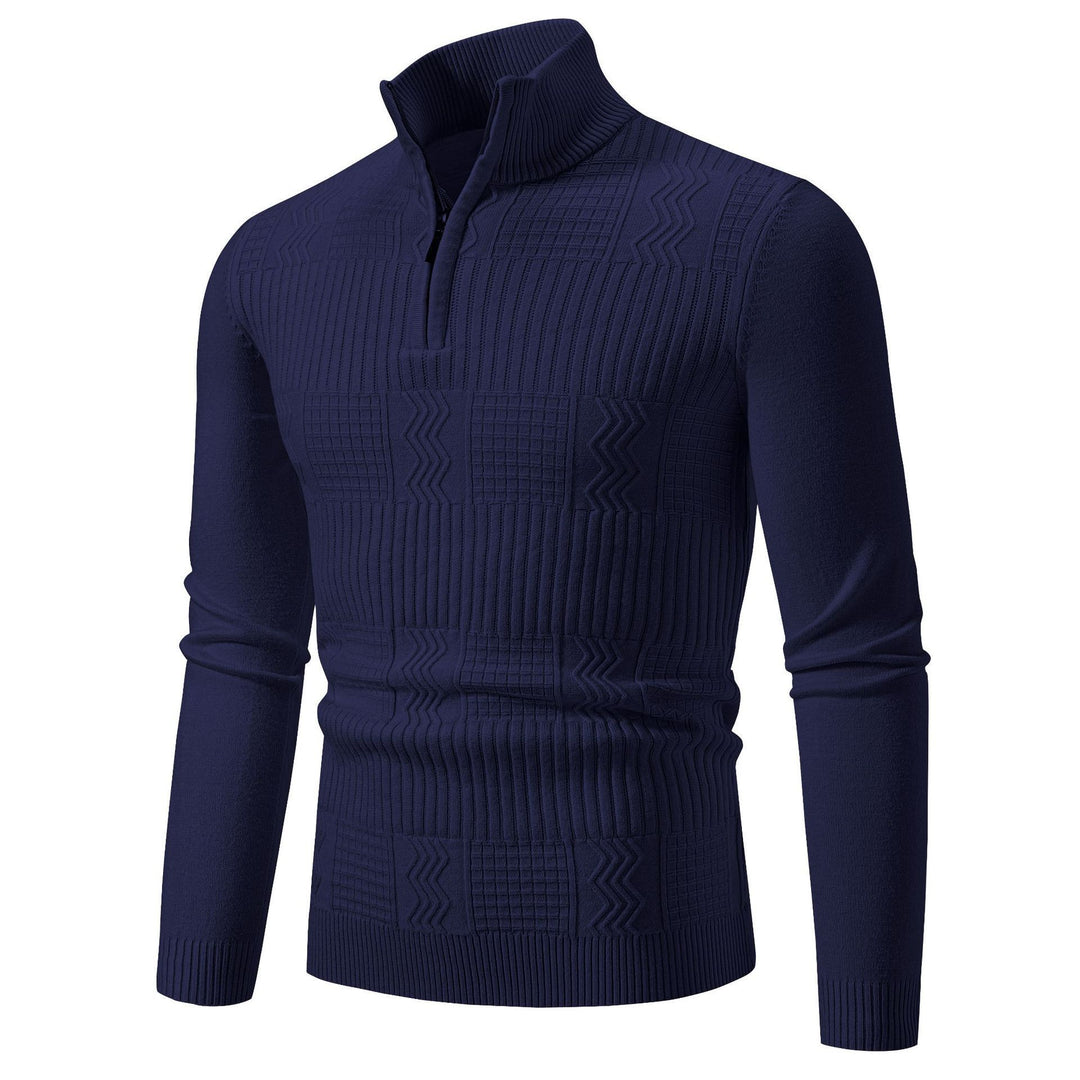 Knitted sweater for men with high collar and zipper Lune London