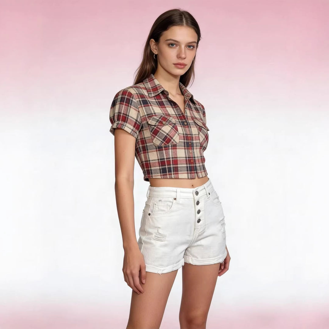 Women cropped denim jacket with two pockets Lune London