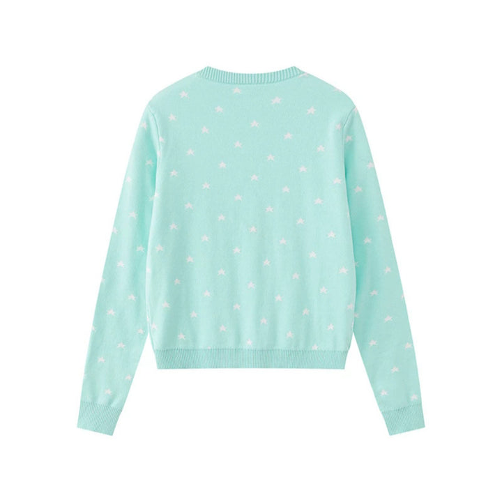 Women's fine-knit cardigan with star jacquard, round neck and button closure Amarae