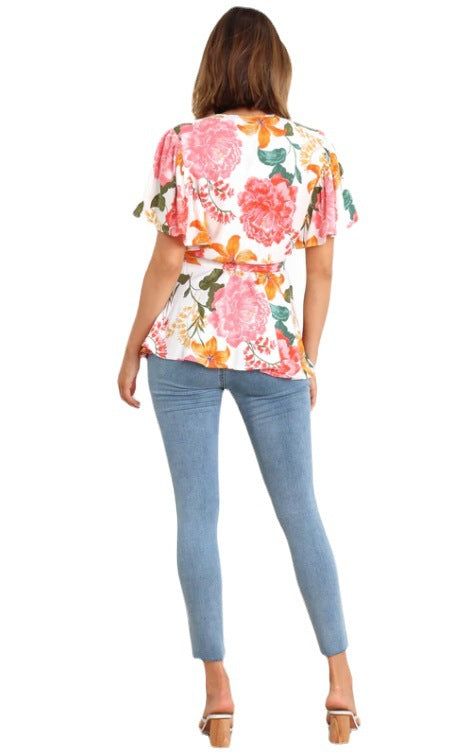 Ladies Floral Peplum Blouse Lune London